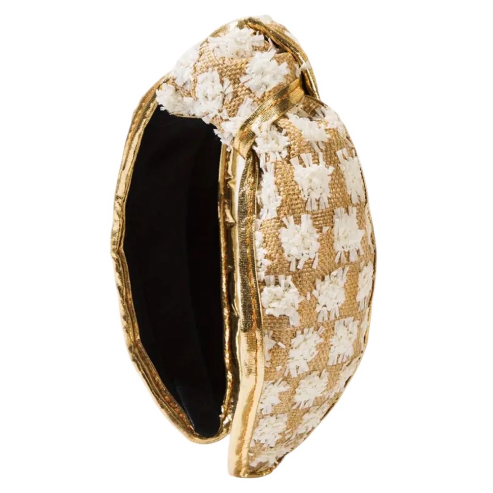 White Raffia Checkered Headband